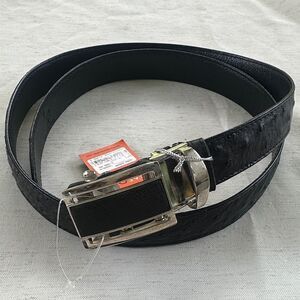 New Black Ostrich Adjustable Mens Belt (Extends to 47”)XL-XXL